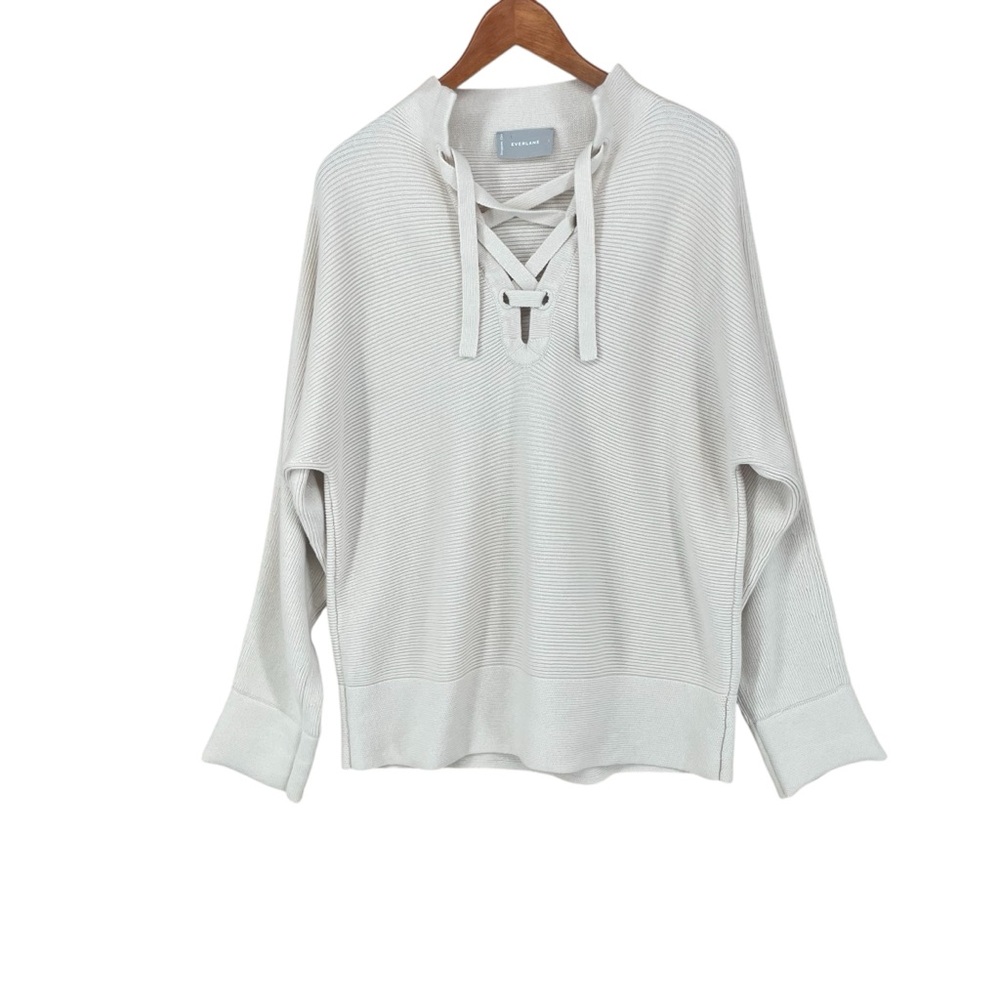 Everlane The Lace Up Women’s Cream Wool Sweater – Size Large
